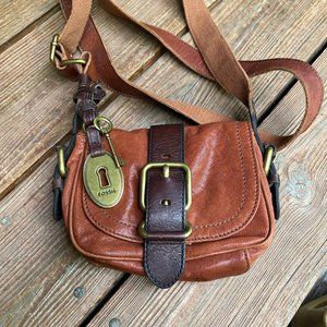 Vintage Fossil Leather Small Crossbody Bag/Purse
